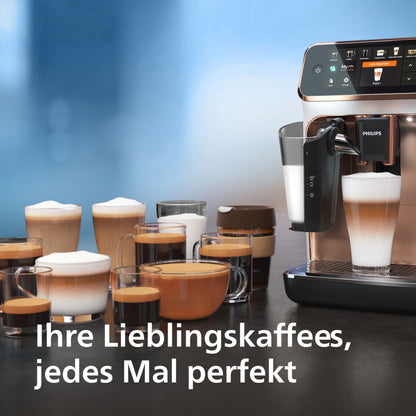 Kaffeevollautomat 5400 Series EP5443/70 Espressomaschine, LatteGo Milchsystem, AquaClean Filter, 12 Kaffeespezialitäten, 4 Benutzerprofilen, Weiß/Roségold