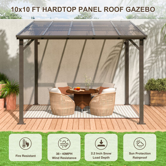 AirWire 10' x 10' Gazebo, Outdoor Gazebos on Clearance with Aluminum Frame, Wall Mounted Gazebo & Pergola, Lean to Gazebo Awnings for Patio, Decks, Porch and Backyard