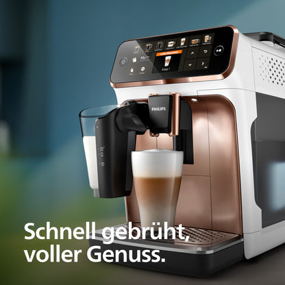 Kaffeevollautomat 5400 Series EP5443/70 Espressomaschine, LatteGo Milchsystem, AquaClean Filter, 12 Kaffeespezialitäten, 4 Benutzerprofilen, Weiß/Roségold