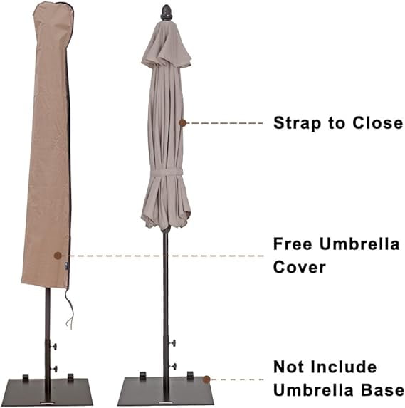 Abba Patio 9ft Outdoor Patio Umbrella, Market Table Umbrella for Garden, Lawn, Deck, Backyard & Pool, Beige