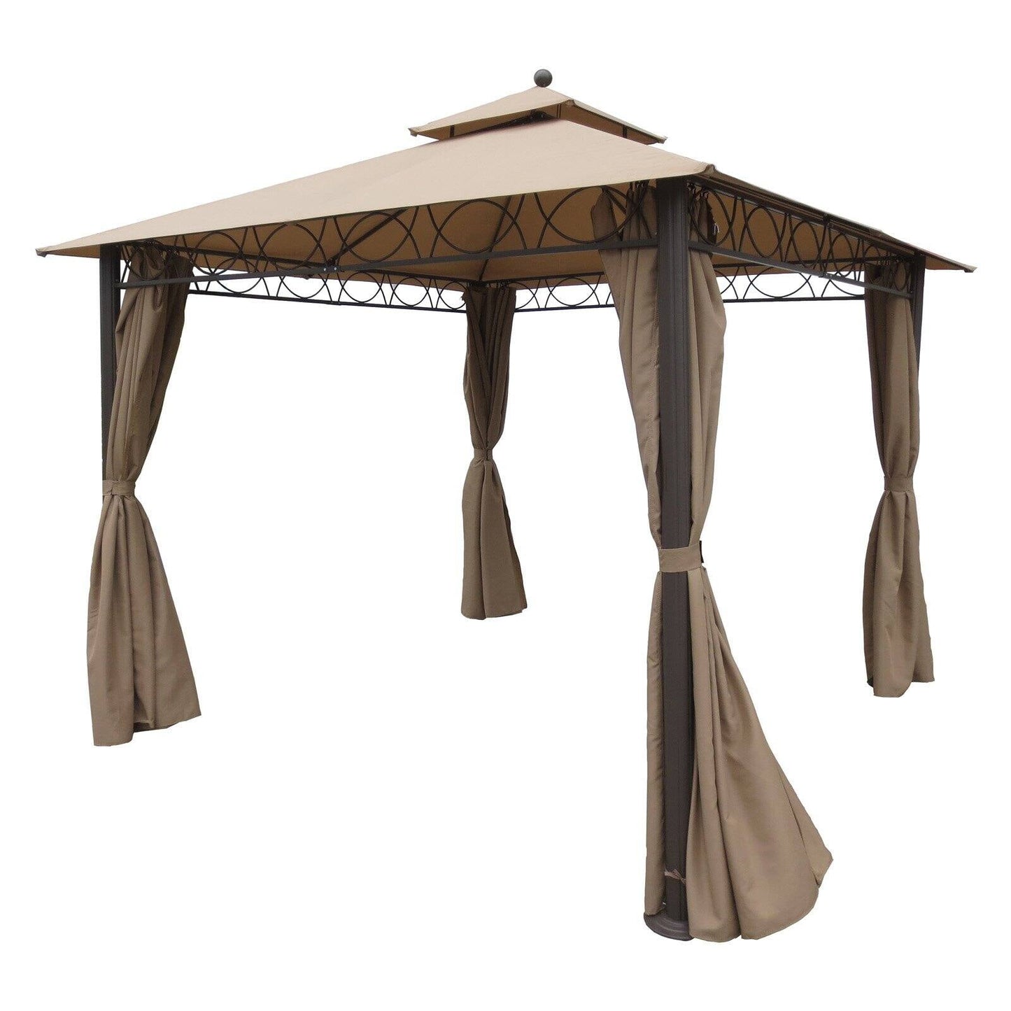 International Caravan Square Double Vented Gazebo With Drapes-Color:Aqua Blue