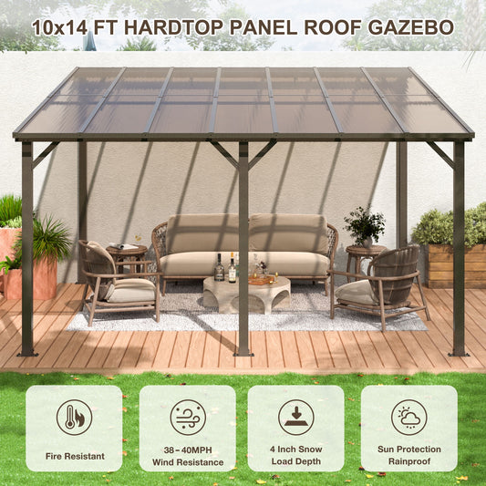 AirWire 10' x 14' Gazebo, Outdoor Gazebos on Clearance with Aluminum Frame, Wall Mounted Gazebo & Pergola, Lean to Gazebo Awnings for Patio, Decks, Porch and Backyard