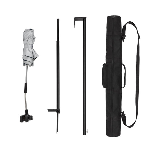 Soho Urban Artist UV Protection Sunscreen Easel Umbrella with Universal Pole Mount and Carry Bag, Portable, Waterproof & Flexible - Grey and Black, 42 Inch Open Diameter