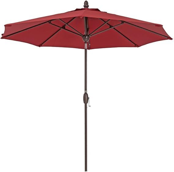 Abba Patio 9ft Outdoor Patio Market Umbrella w/ Push Button Tilt & Crank, Dark Red