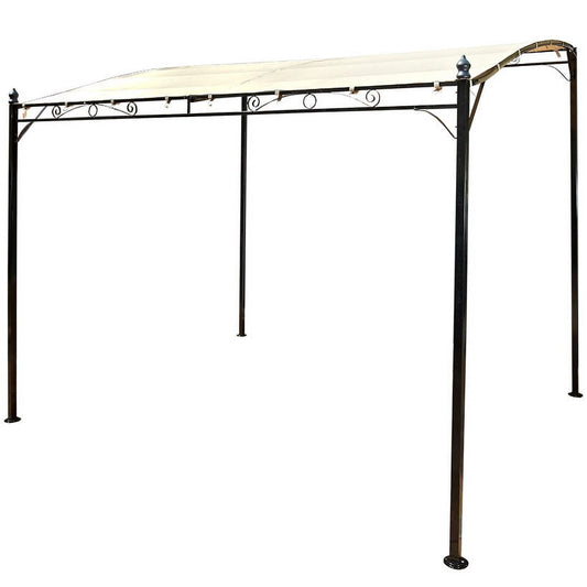 Outdoor Patio Sunshade Awning Gazebo with Polyester Shade, Steel Stand for Deck