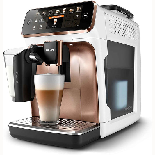 Kaffeevollautomat 5400 Series EP5443/70 Espressomaschine, LatteGo Milchsystem, AquaClean Filter, 12 Kaffeespezialitäten, 4 Benutzerprofilen, Weiß/Roségold