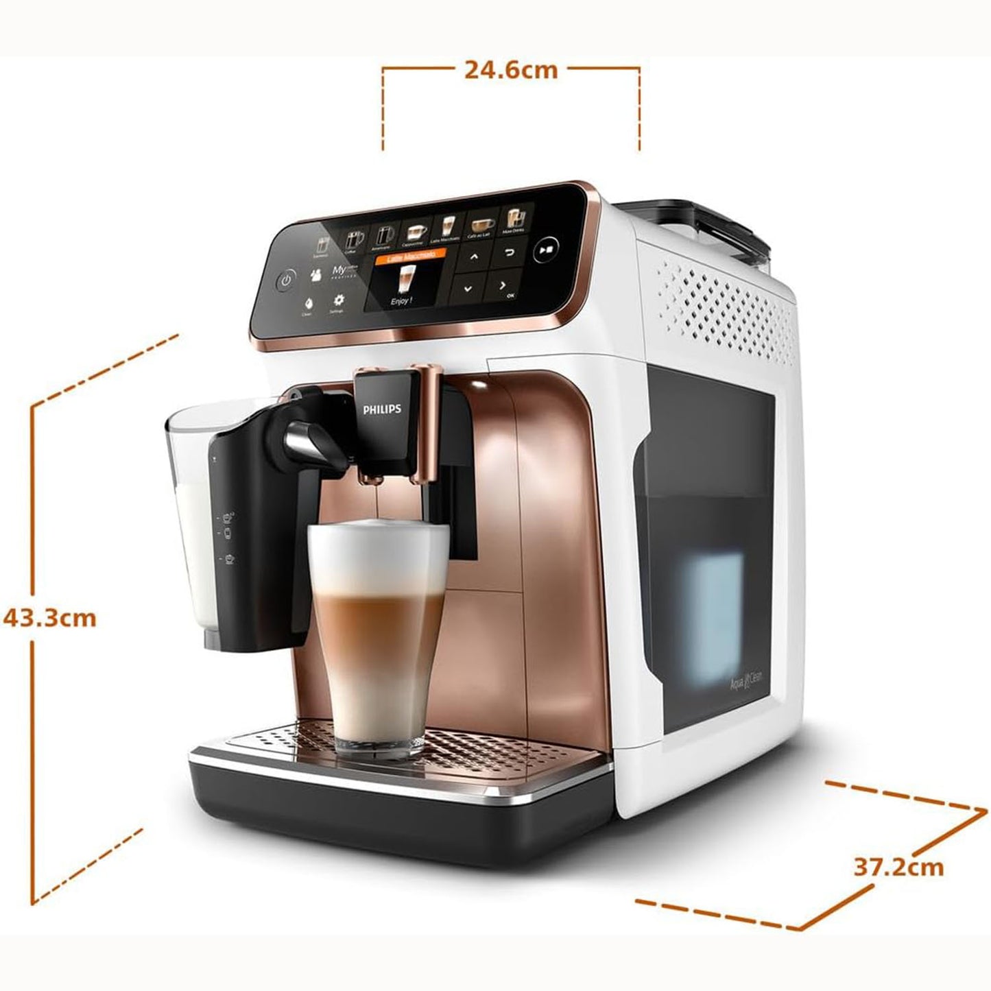 Kaffeevollautomat 5400 Series EP5443/70 Espressomaschine, LatteGo Milchsystem, AquaClean Filter, 12 Kaffeespezialitäten, 4 Benutzerprofilen, Weiß/Roségold