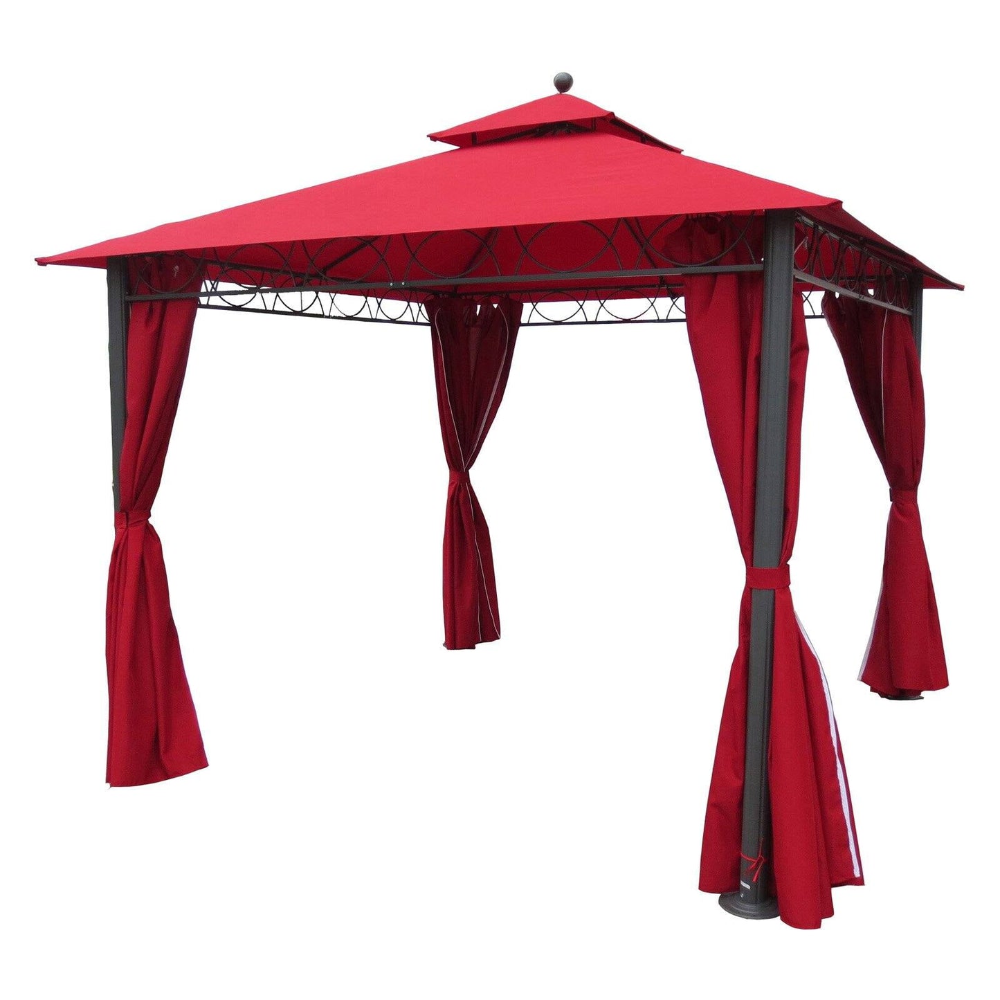 International Caravan Square Double Vented Gazebo With Drapes-Color:Aqua Blue