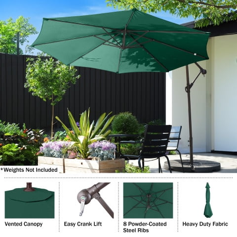 Cantilever Umbrella - 10FT Offset Outdoor Patio Umbrella with Tilt, Green