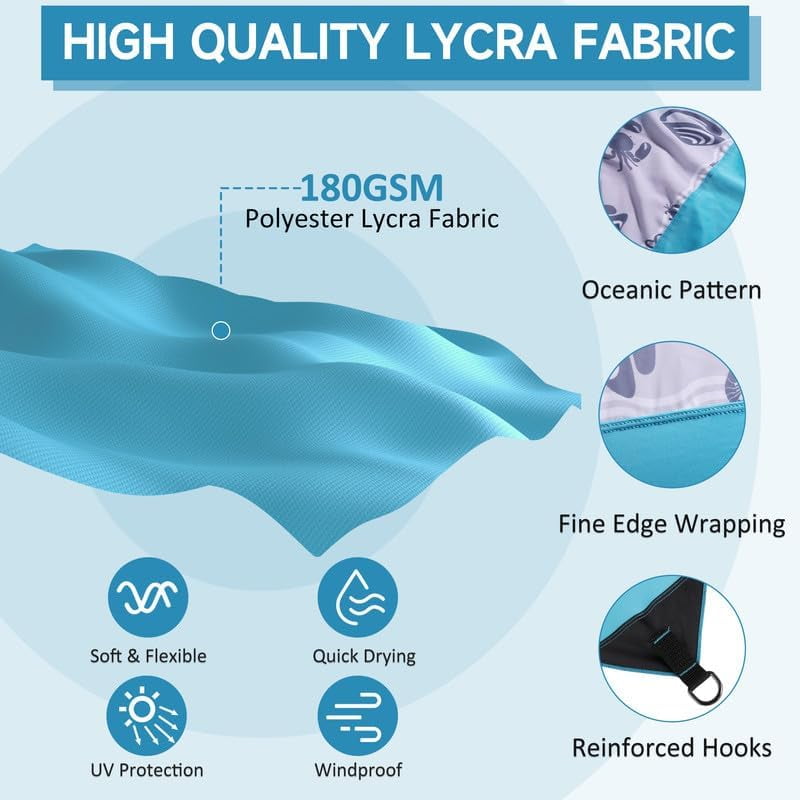 Beach Tent Sun Shelter with UPF50+ Protection, 11¡Á10FT Portable Sun Shade with 4 Stability Poles, 8 Ground Pegs, 4 Sandbags and Sand Shovel, Outdoor Beach Canopy for Camping Trips, Picnics